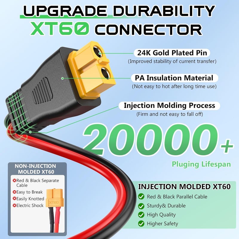 Vansdon 12AWG XT60 Solar Cable- Solar to XT60 Cable 10FT XT60 Adapter Extension Cable for RV Power Station Solar Generator - Image 2